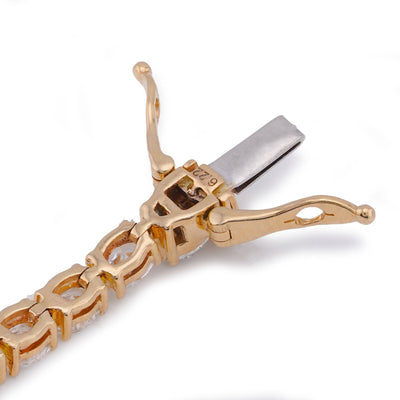 14K Yellow Gold 6.22CT Oval Solitaire Tennis Men Women lab Diamond Bracelet - Elite Jewelers-Bracelets