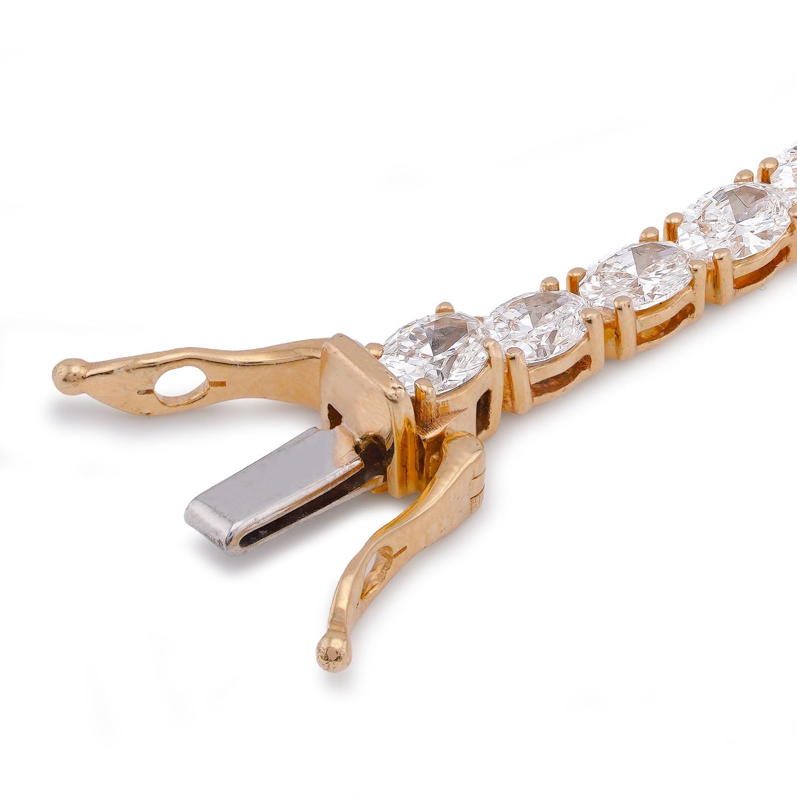 14K Yellow Gold 6.22CT Oval Solitaire Tennis Men Women lab Diamond Bracelet - Elite Jewelers-Bracelets