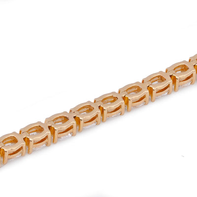 14K Yellow Gold 6.22CT Oval Solitaire Tennis Men Women lab Diamond Bracelet - Elite Jewelers-Bracelets