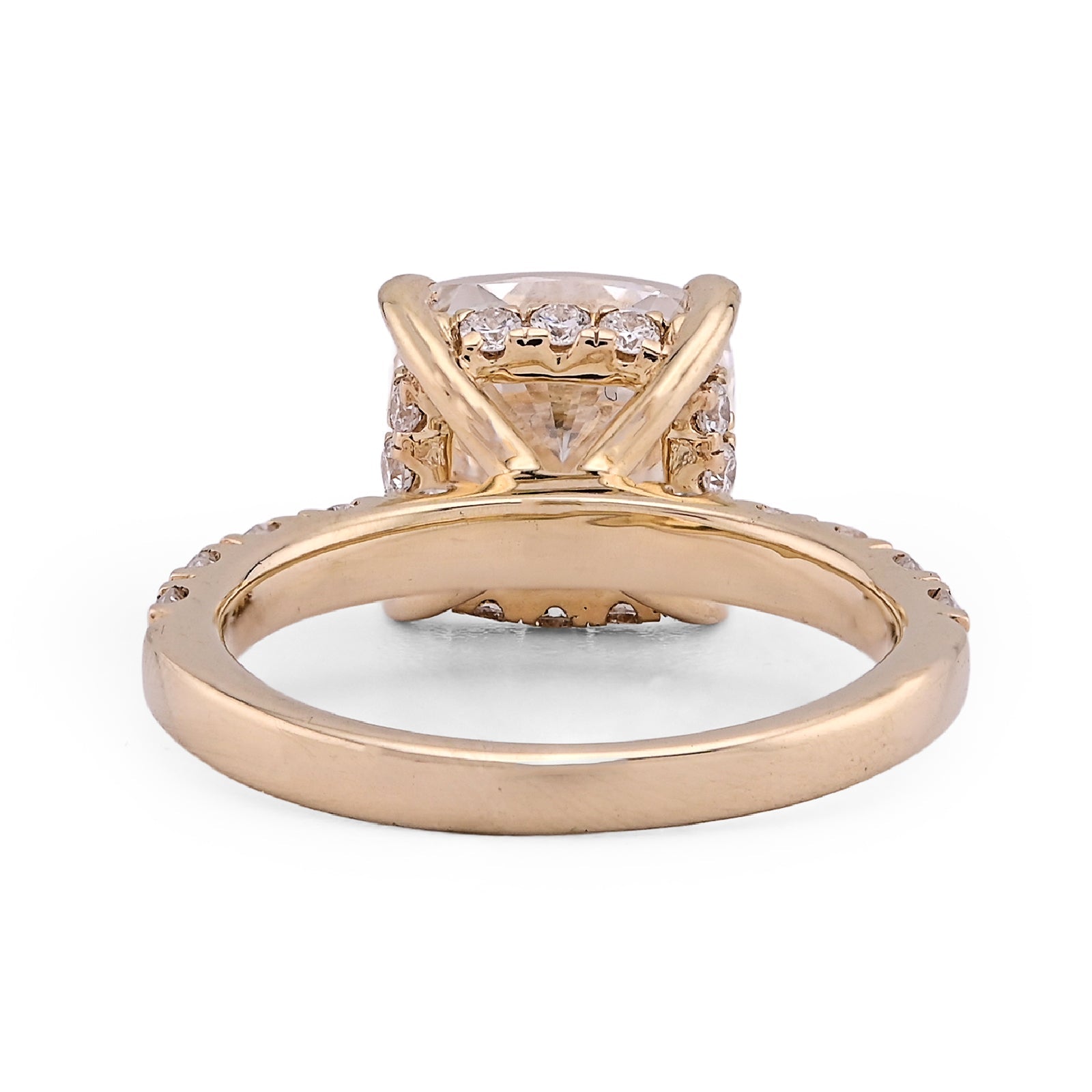 14K Yellow Gold 6CT Cushion Centre Side Round Iced Lab Diamond Women Ring - Elite Jewelers - Rings
