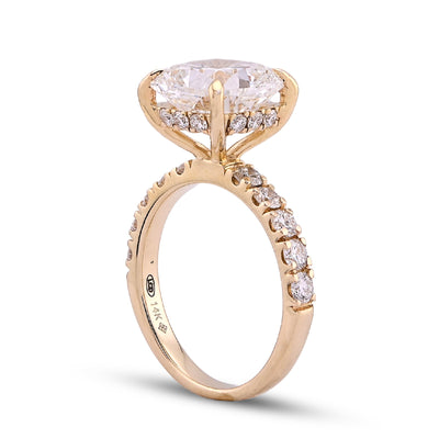 14K Yellow Gold 6CT Cushion Centre Side Round Iced Lab Diamond Women Ring - Elite Jewelers - Rings