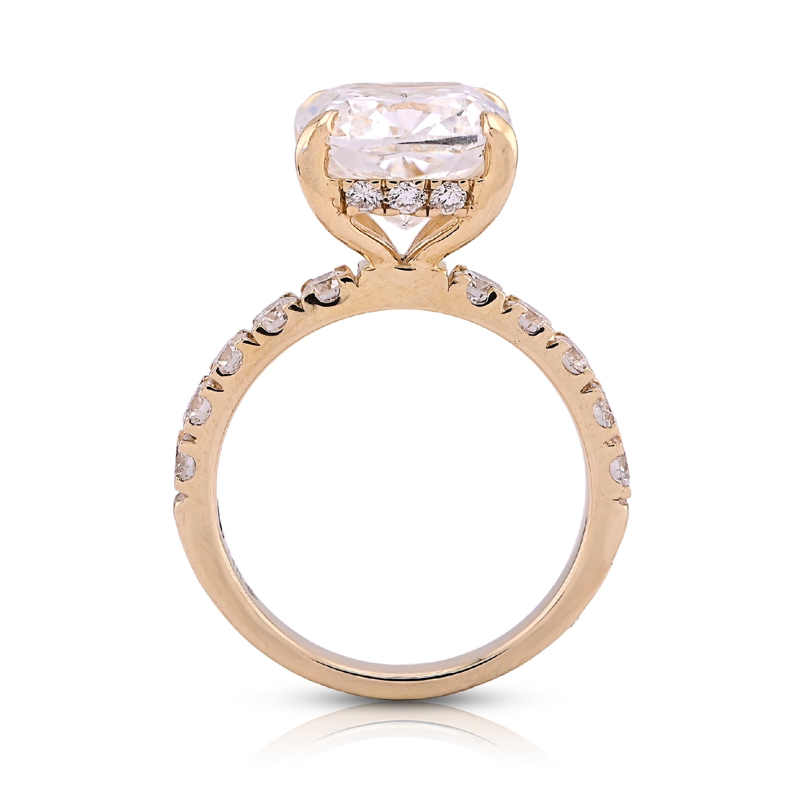 14K Yellow Gold 6CT Cushion Centre Side Round Iced Lab Diamond Women Ring - Elite Jewelers - Rings