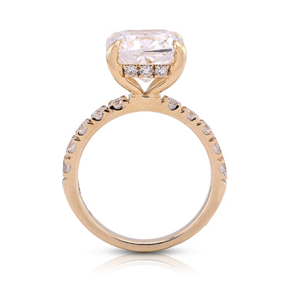 14K Yellow Gold 6CT Cushion Centre Side Round Iced Lab Diamond Women Ring - Elite Jewelers - Rings