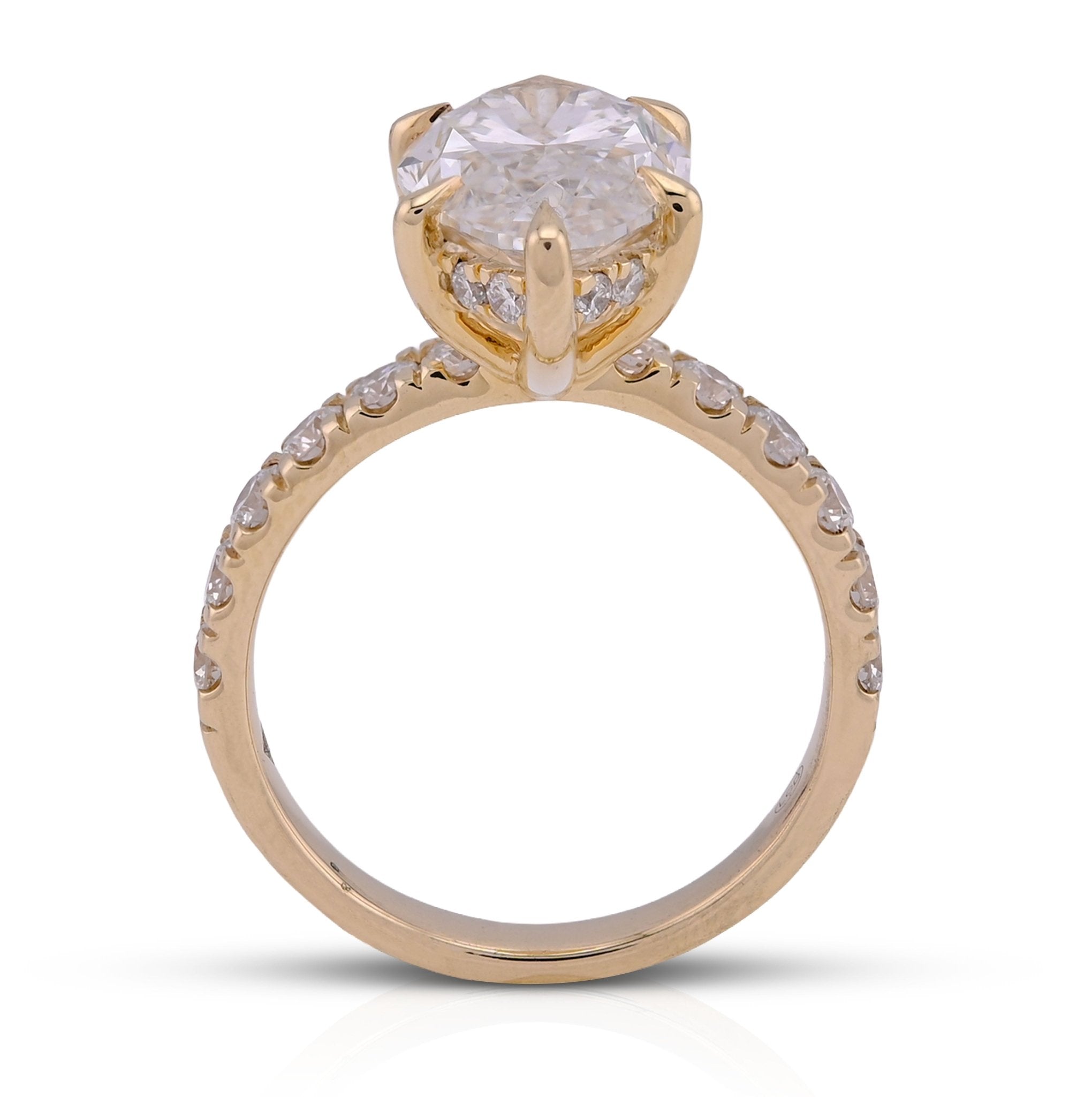 14K Yellow Gold 6CT Marquise Centre Round Side Diamond Women Lab Ring - Elite Jewelers - Rings