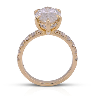 14K Yellow Gold 6CT Marquise Centre Round Side Diamond Women Lab Ring - Elite Jewelers - Rings