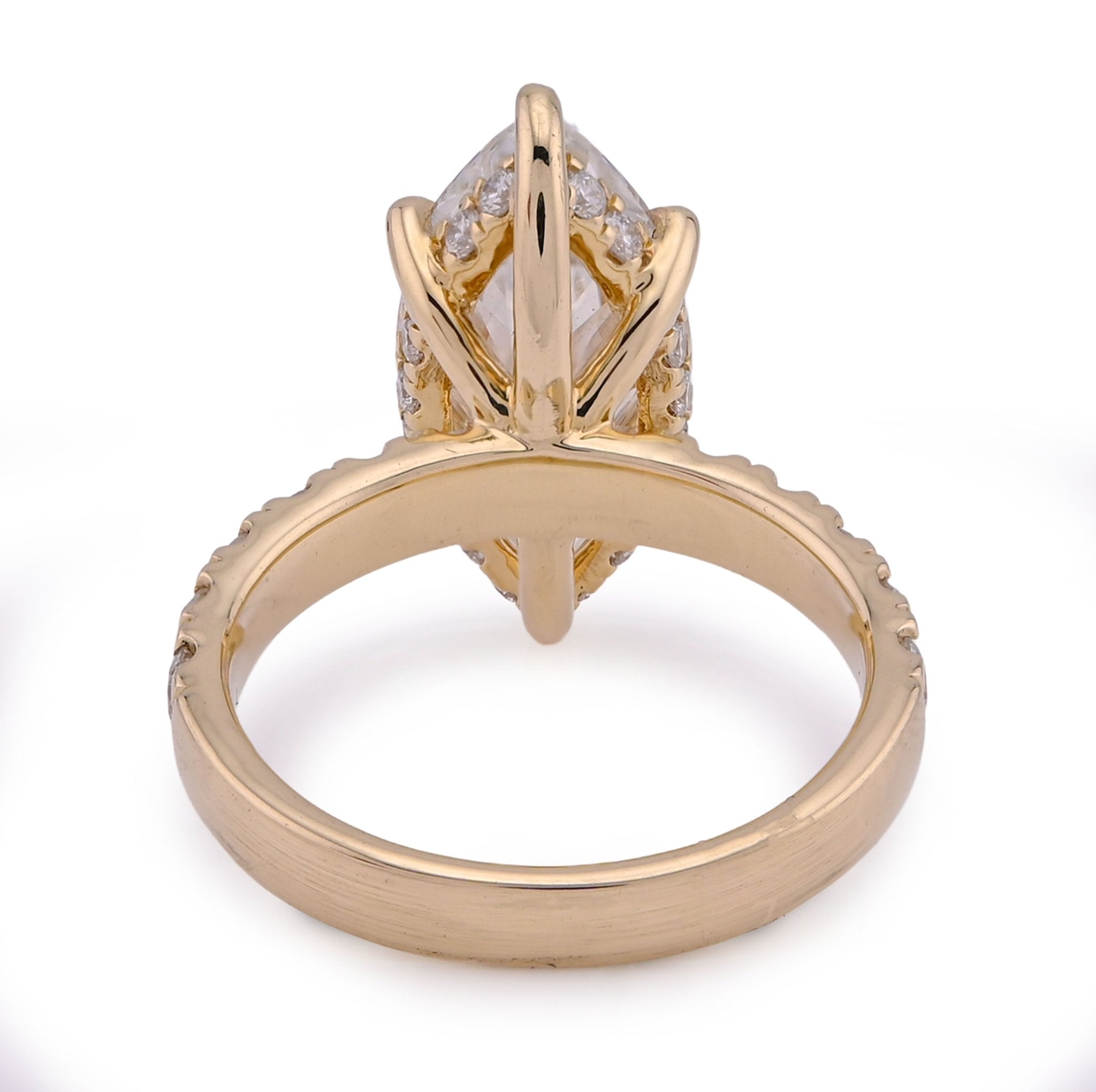 14K Yellow Gold 6CT Marquise Centre Round Side Diamond Women Lab Ring - Elite Jewelers - Rings