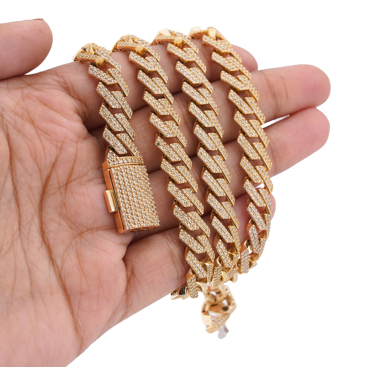 14K Yellow Gold 8.5CT Natural Diamond 10MM Men Box Cuban link Chain 24" Necklace - Elite Jewelers-Necklaces