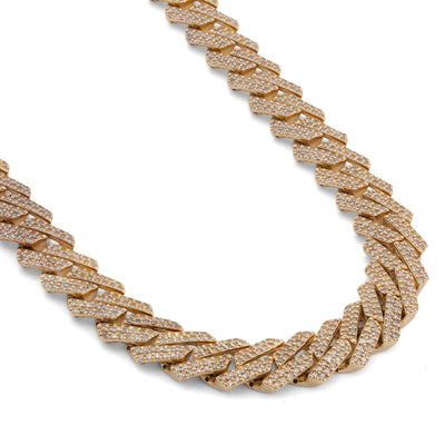 14K Yellow Gold 8.5CT Natural Diamond 10MM Men Box Cuban link Chain 24" Necklace - Elite Jewelers-Necklaces