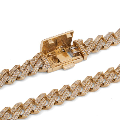 14K Yellow Gold 8.5CT Natural Diamond 10MM Men Box Cuban link Chain 24" Necklace - Elite Jewelers-Necklaces