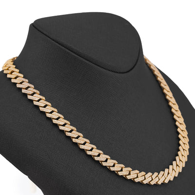 14K Yellow Gold 8.5CT Natural Diamond 10MM Men Box Cuban link Chain 24" Necklace - Elite Jewelers-Necklaces