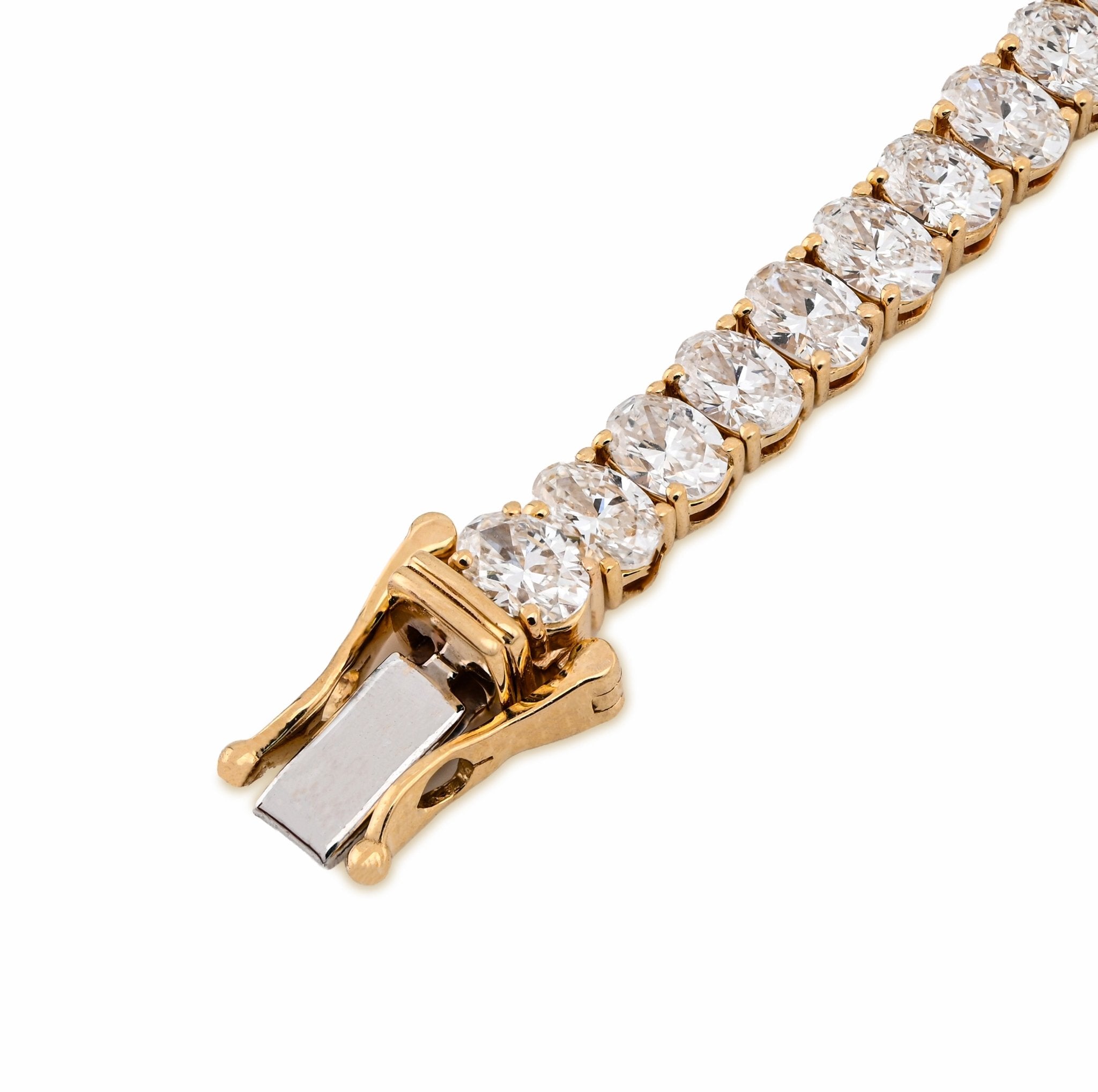 14K Yellow Gold 8.70CT Lab Oval Shape Diamond 7" 10.2g Men Women 4MM Tennis Bracelet - Elite Jewelers - Bracelets