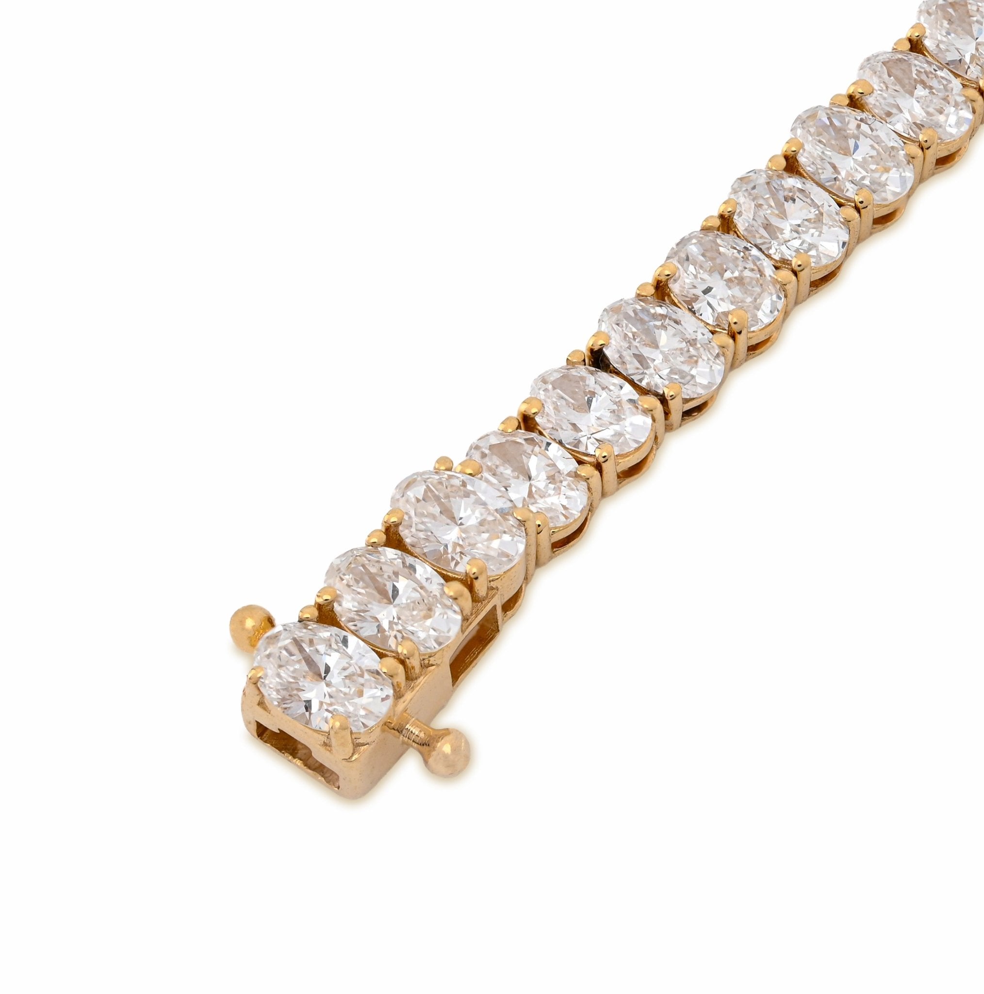 14K Yellow Gold 8.70CT Lab Oval Shape Diamond 7" 10.2g Men Women 4MM Tennis Bracelet - Elite Jewelers - Bracelets