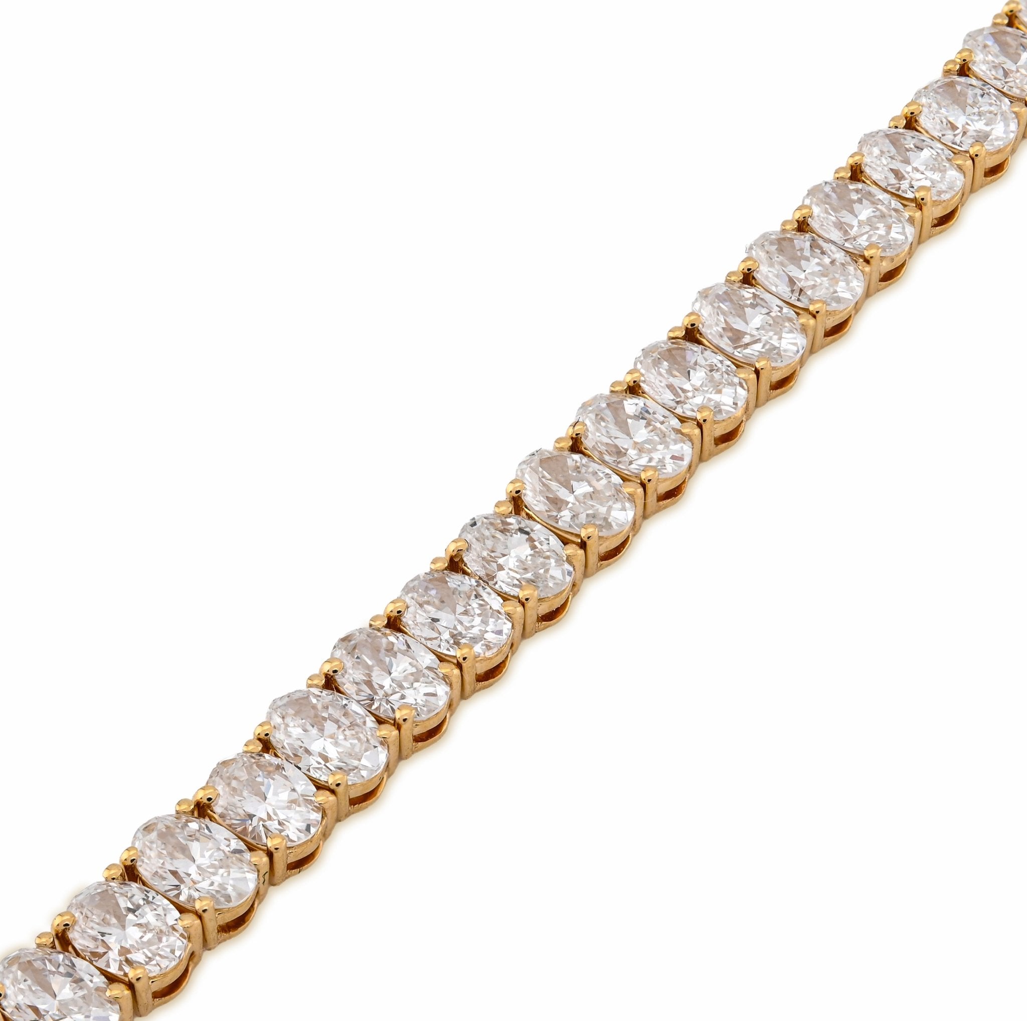 14K Yellow Gold 8.70CT Lab Oval Shape Diamond 7" 10.2g Men Women 4MM Tennis Bracelet - Elite Jewelers - Bracelets