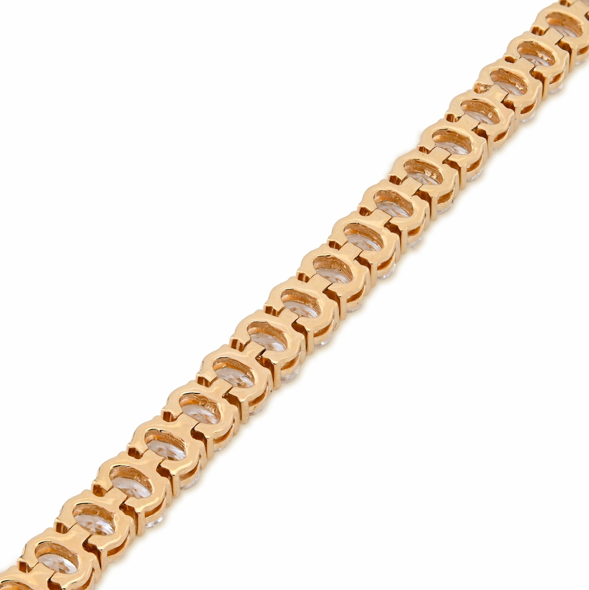 14K Yellow Gold 8.70CT Lab Oval Shape Diamond 7" 10.2g Men Women 4MM Tennis Bracelet - Elite Jewelers - Bracelets