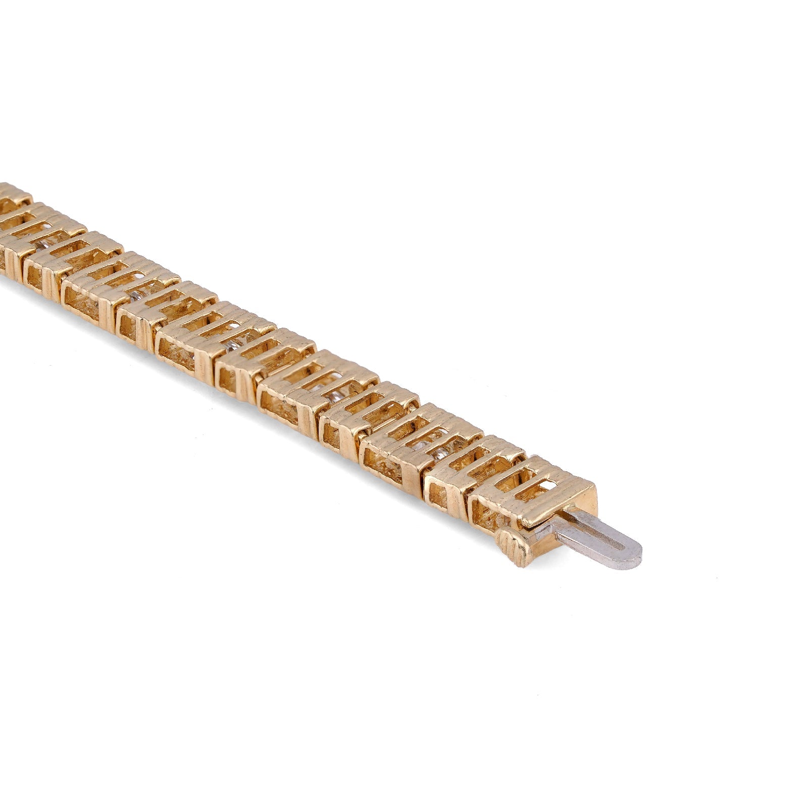 14K Yellow Gold Fluted Gold Solitare Lab Diamond 7CT Men Women Tennis Bracelet - Elite Jewelers-Bracelets