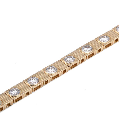 14K Yellow Gold Fluted Gold Solitare Lab Diamond 7CT Men Women Tennis Bracelet - Elite Jewelers-Bracelets