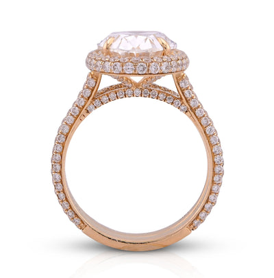 14K Yellow Gold Oval Shape 5.1CT Centre Solitaire 6.9TC Lab Diamond side Round Lab Diamond Women Ring with Band - Elite Jewelers - Rings