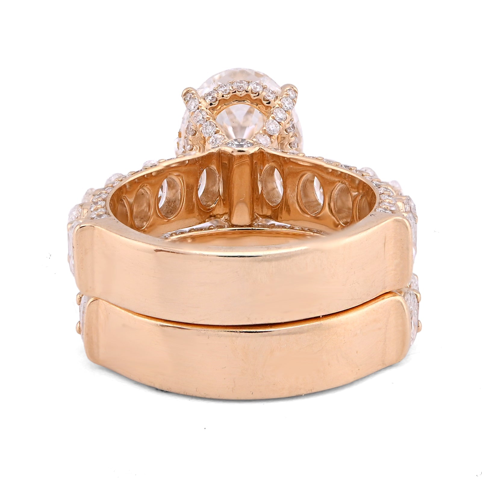 14K Yellow Gold Oval Solitaire Centre Side Iced Oval/Round 8.81CT Lab Diamond Women Ring - Elite Jewelers - Rings