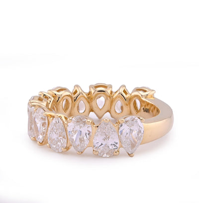 14K Yellow Gold Pear/Tear Drop Shape 3.75CT Lab Diamond Women Ring Band - Elite Jewelers - Rings