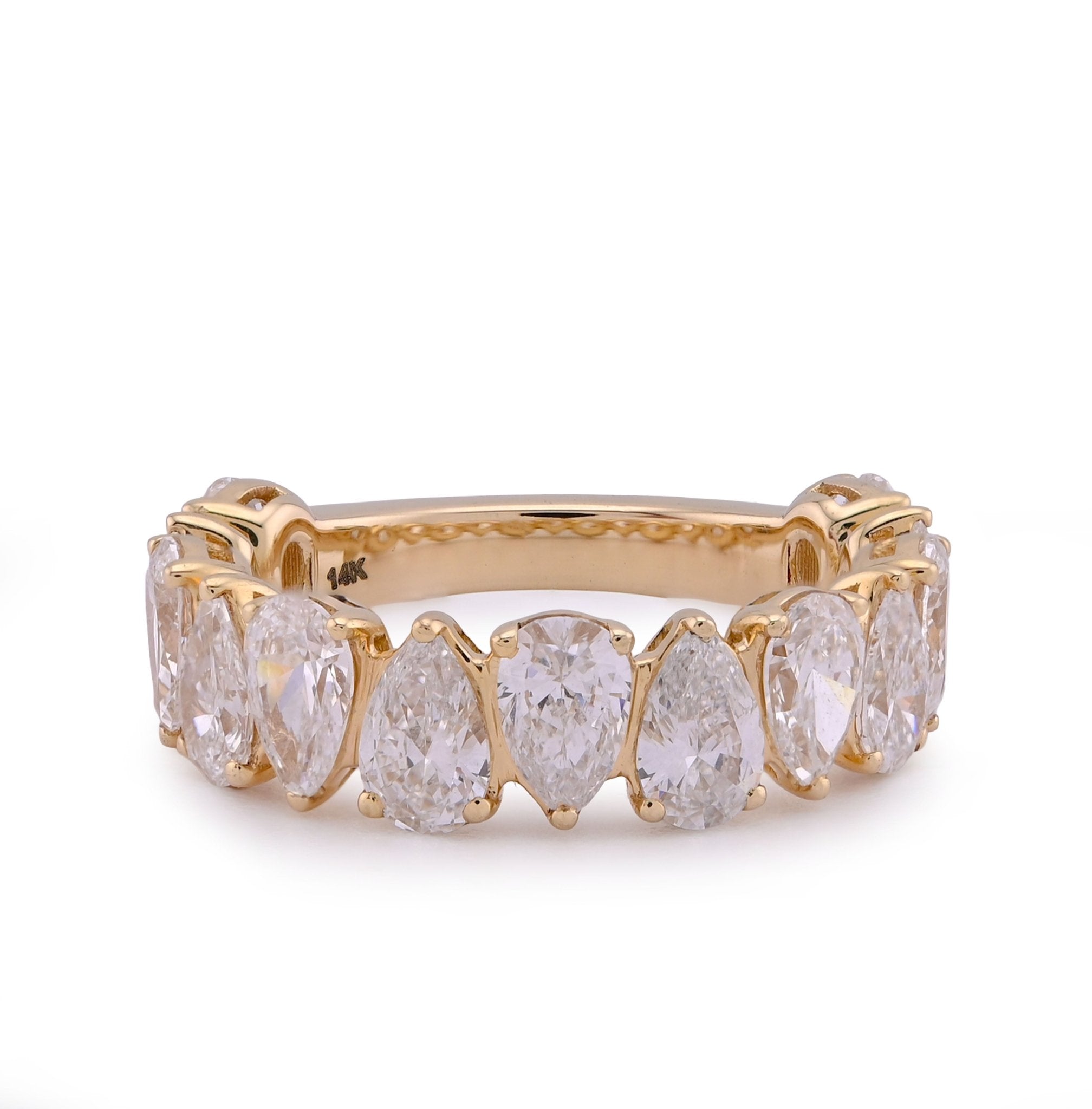 14K Yellow Gold Pear/Tear Drop Shape 3.75CT Lab Diamond Women Ring Band - Elite Jewelers - Rings