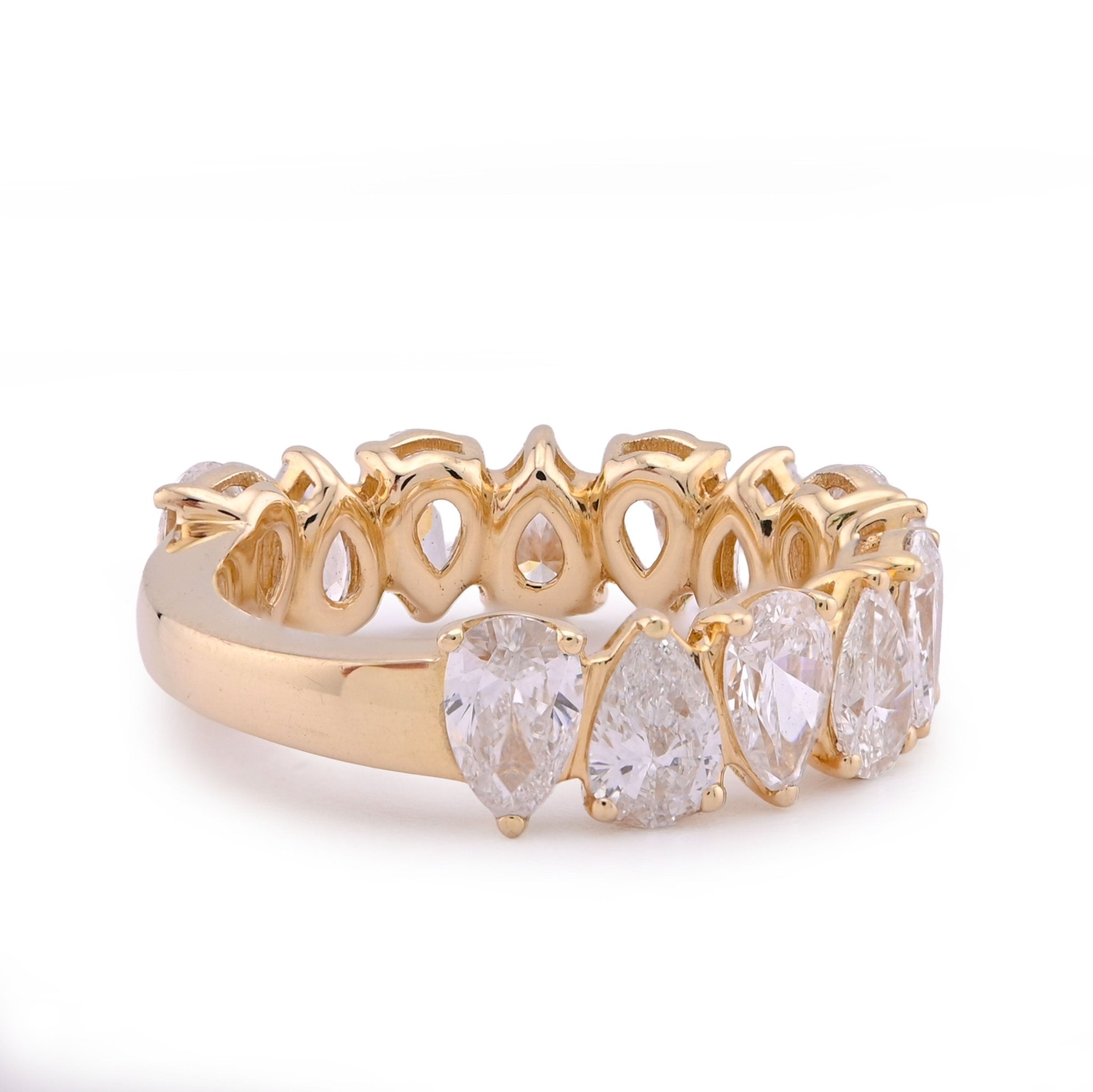 14K Yellow Gold Pear/Tear Drop Shape 3.75CT Lab Diamond Women Ring Band - Elite Jewelers - Rings