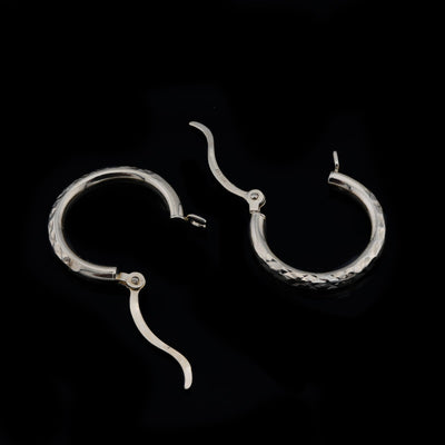 14k Yellow Gold Round Endless Round Hoop Diamond Cut Engraved Textured Earring - Elite Jewelers - Earrings