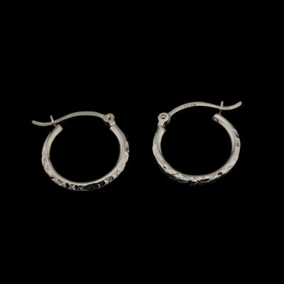 14k Yellow Gold Round Endless Round Hoop Diamond Cut Engraved Textured Earring - Elite Jewelers - Earrings