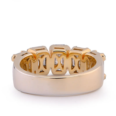 14K Yellow Gold Round/Baguette Block Link 3.5CT Natural Diamond Men Pinky Ring - Elite Jewelers - Rings