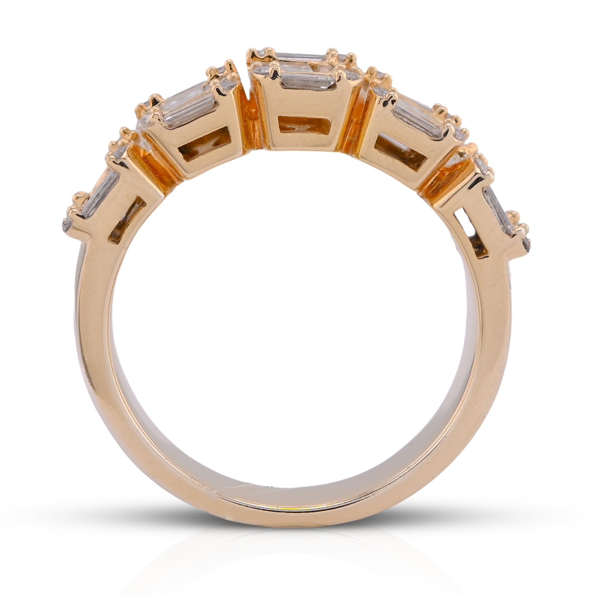 14K Yellow Gold Round/Baguette Block Link 3.5CT Natural Diamond Men Pinky Ring - Elite Jewelers - Rings