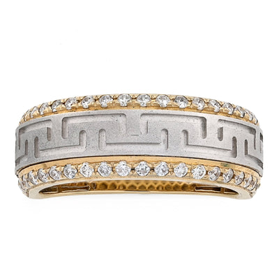 14K Yellow Gold Side Edges 0.50CT Natural Diamond Centre Design Men Band - Elite Jewelers - Rings