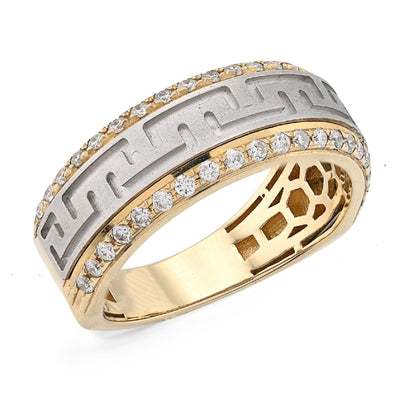 14K Yellow Gold Side Edges 0.50CT Natural Diamond Centre Design Men Band - Elite Jewelers - Rings