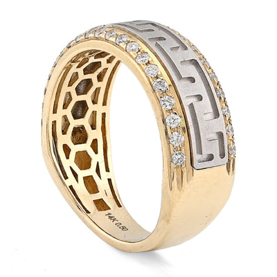 14K Yellow Gold Side Edges 0.50CT Natural Diamond Centre Design Men Band - Elite Jewelers - Rings