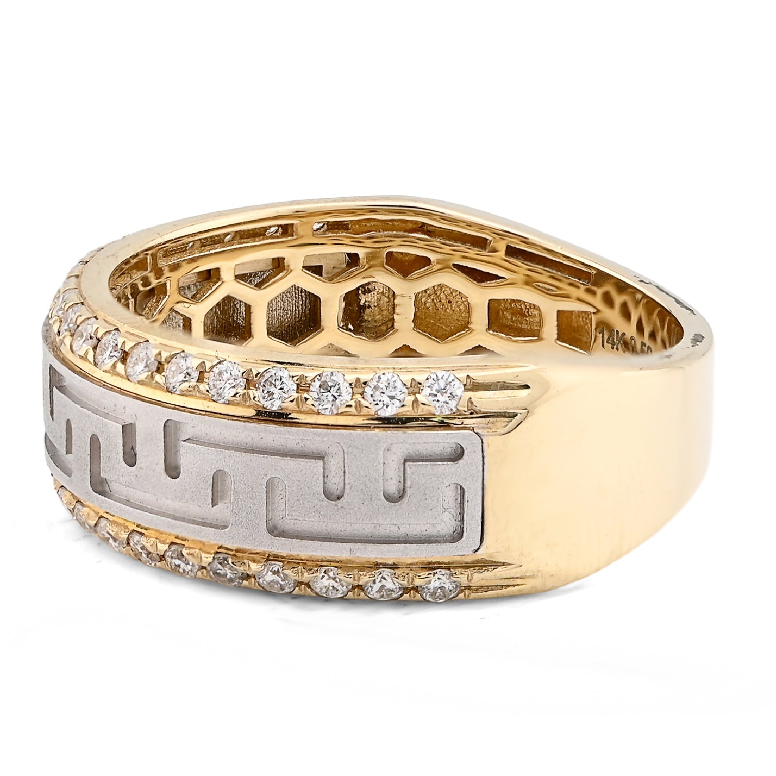 14K Yellow Gold Side Edges 0.50CT Natural Diamond Centre Design Men Band - Elite Jewelers - Rings