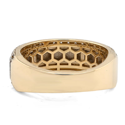 14K Yellow Gold Side Edges 0.50CT Natural Diamond Centre Design Men Band - Elite Jewelers - Rings