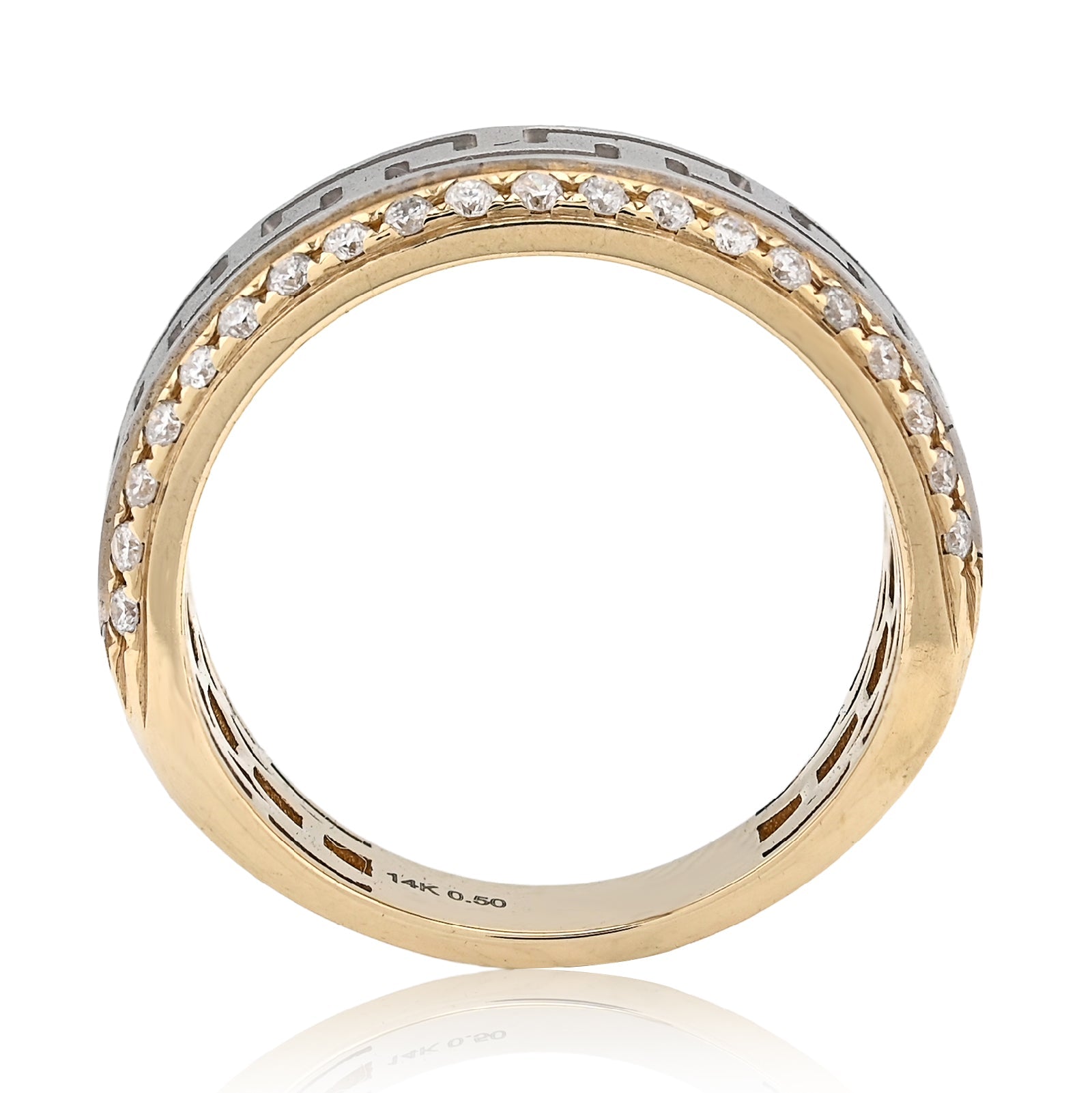 14K Yellow Gold Side Edges 0.50CT Natural Diamond Centre Design Men Band - Elite Jewelers - Rings
