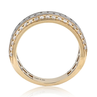 14K Yellow Gold Side Edges 0.50CT Natural Diamond Centre Design Men Band - Elite Jewelers - Rings