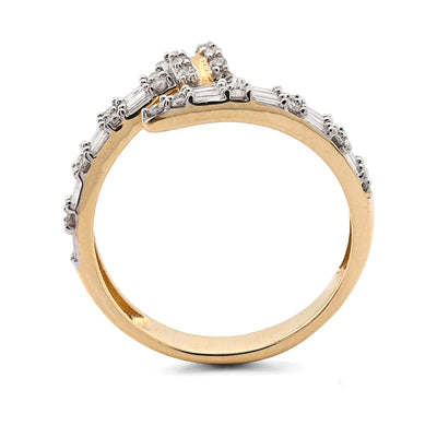 14KT Yellow Gold 0.40CT Natural Diamond Round/baguette Women Nail Ring - Elite Jewelers - Rings