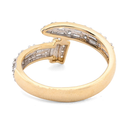 14KT Yellow Gold 0.40CT Natural Diamond Round/baguette Women Nail Ring - Elite Jewelers - Rings