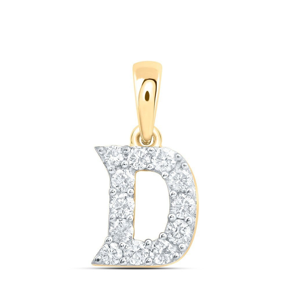 1/5CTW Natural Diamond 10k Yellow Gold Initial "D" Letter Charm 0.4g Pendant - Elite Jewelers - Charms & Pendants