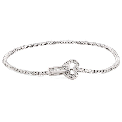 1.5MM 14k White Gold 6.5g 1.25CTW Natural Diamond Heart Tennis Bracelet 7 Inches - Elite Jewelers - Bracelets
