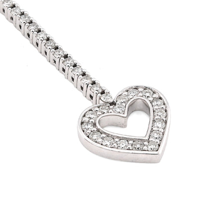 1.5MM 14k White Gold 6.5g 1.25CTW Natural Diamond Heart Tennis Bracelet 7 Inches - Elite Jewelers - Bracelets
