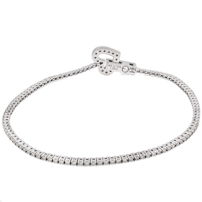 1.5MM 14k White Gold 6.5g 1.25CTW Natural Diamond Heart Tennis Bracelet 7 Inches - Elite Jewelers - Bracelets