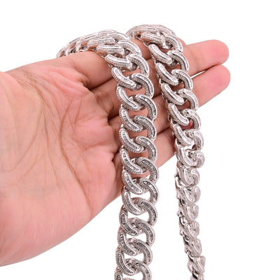 17MM 10k White Gold 23In 26.5CTW Pure Round/Baguette Diamond 223.9gm Cuban Chain - Elite Jewelers - Necklaces & Chains