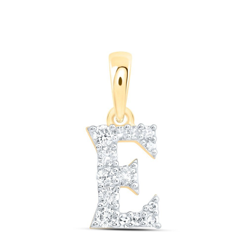 1/8CTW Natural Diamond 10k Yellow Gold Initial "E" Letter Charm 0.4g Pendant - Elite Jewelers - Charms & Pendants