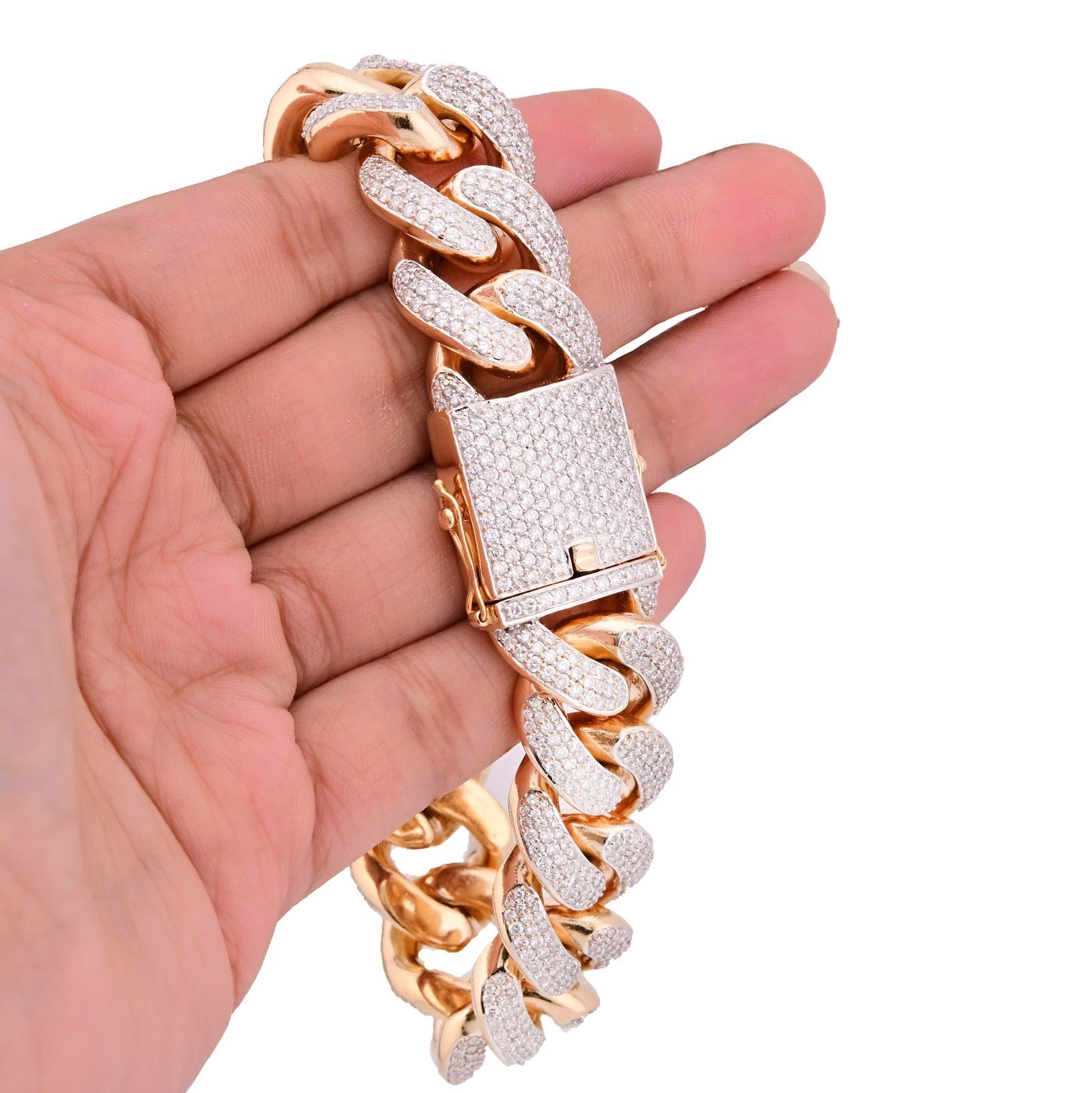 18MM 18k Yellow Gold 258.6gm 18CTW Natural Diamond 8In Puff Miami Cuban Bracelet - Elite Jewelers - Bracelets