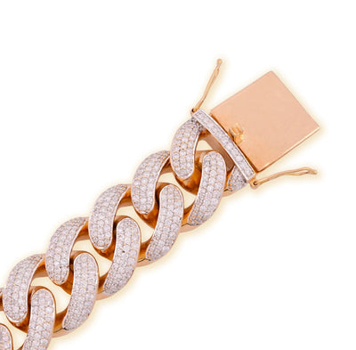 18MM 18k Yellow Gold 258.6gm 18CTW Natural Diamond 8In Puff Miami Cuban Bracelet - Elite Jewelers - Bracelets