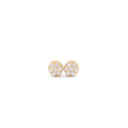 10K Yellow Gold 1.75 CT Designer Diamond Cluster Stud Earrings