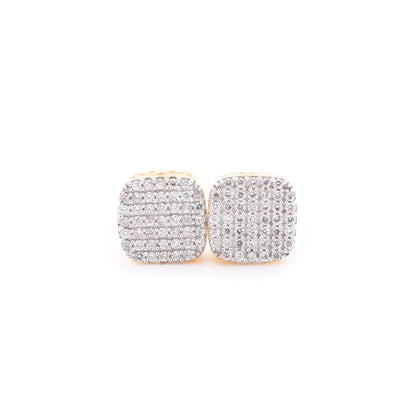 10k Yellow Gold Square Pave 0.22CT Diamond Stud Earrings