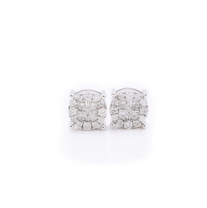 10k White Gold Diamond Cluster Stud Earrings 0.68CTW