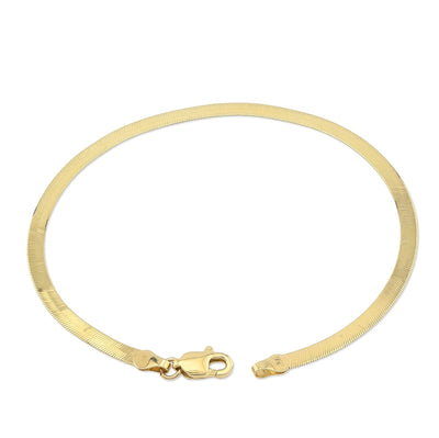 2.5MM 10k Yellow Gold Flat Herringbone Bracelet 8 Inch 1.8gms Unisex Armlet - Elite Jewelers - Bracelets